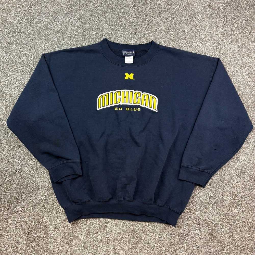 Vintage Michigan Wolverines Sweatshirt Mens‎ XL Navy Blue Crewneck Embroidered